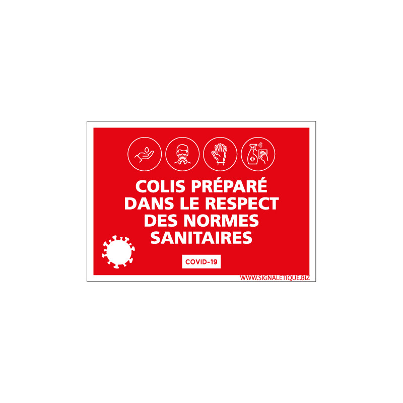 PANNEAU COLIS PREPARE DANS LE RESPECT DES NORMES SANITAIRE EN CETTE PERIODE DE COVID-19 (G1560)