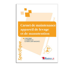 Carnet de maintenance pour appareil de levage et de manutention