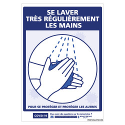 PANNEAU SPECIAL CORONAVIRUS - LAVEZ VOUS LES MAINS TRES REGULIEREMENT - MESURES SANITAIRE (G1569)