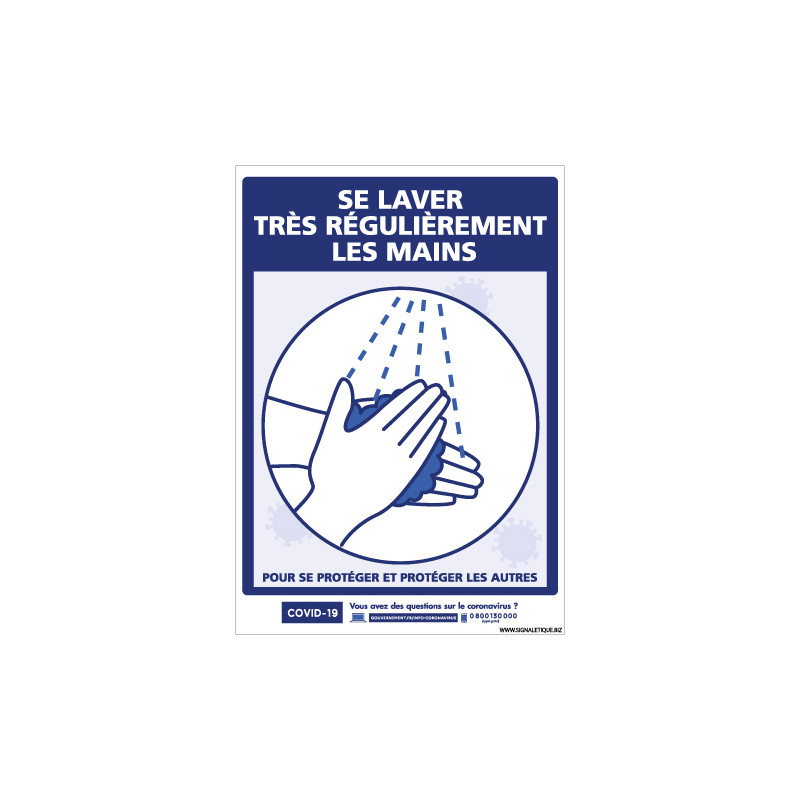 PANNEAU SPECIAL CORONAVIRUS - LAVEZ VOUS LES MAINS TRES REGULIEREMENT - MESURES SANITAIRE (G1569)