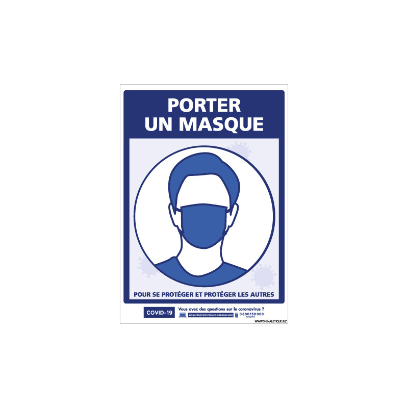 PANNEAU PREVENTION COVID19 - PORTER UN MASQUE (G1570)