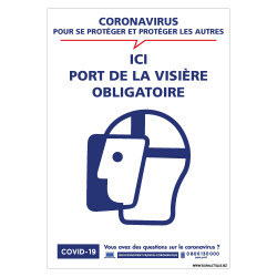 PANNEAU DE SIGNALISATION SPECIAL COVID19 - PORT DE LA VISIERE OBLIGATOIRE POUR LA LUTTE CONTRE LE CORONAVIRUS (G1583)