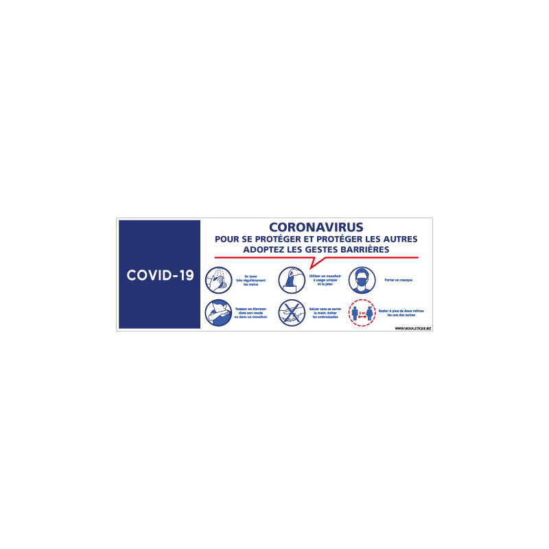 PANNEAU SIGNALISATION COVID ENTREPRISE CORONAVIRUS - APPLICATION DES GESTES BARRIERES POUR LE COVID19 (G1590)