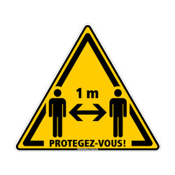 SIGNALISATION AU SOL COVID 19 CORONAVIRUS - SIGNALISATION SOL TRIANGLE ADHESIF - PROTEGEZ VOUS - DISTANCE DE SECURITE ENTRE 2 PE