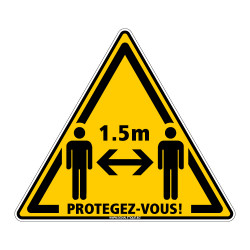 SIGNALISATION AU SOL COVID 19 CORONAVIRUS - SIGNALISATION SOL TRIANGLE ADHESIF - PROTEGEZ VOUS - DISTANCE DE SECURITE ENTRE 2 PE