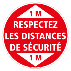 SIGNALETIQUE AU SOL ADHESIF COVID 19 CORONAVIRUS - RESPECTER LES DISTANCES DE SECURITE†