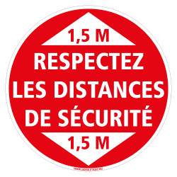 SIGNALETIQUE AU SOL ADHESIF COVID 19 CORONAVIRUS - RESPECTER LES DISTANCES DE SECURITE†