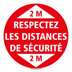 SIGNALETIQUE AU SOL ADHESIF COVID 19 CORONAVIRUS - RESPECTER LES DISTANCES DE SECURITE†