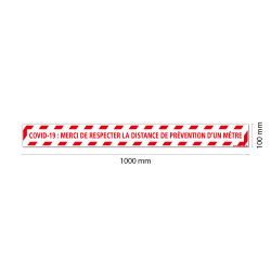 SIGNALETIQUE AU SOL CORONAVIRUS - SIGNALETIQUE AU SOL COVID-19 - LOT DE 4 BANDES MERCI DE RESPECTER LA DISTANCE DE PREVENTION