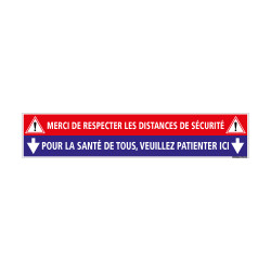 SIGNALISATION SOL COVID CORONAVIRUS - LOT DE 2 BANDES DE SIGNALISATION SOL ADHESIVES - MERCI DE RESPECTER LES DISTANCES DE SECUR