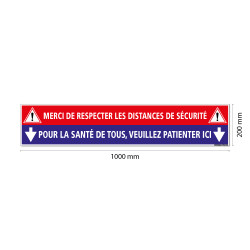 SIGNALISATION SOL COVID CORONAVIRUS - LOT DE 2 BANDES DE SIGNALISATION SOL ADHESIVES - MERCI DE RESPECTER LES DISTANCES DE SECUR