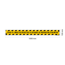 MARQUAGE AU SOL COVID 19 CORONAVIRUS - LOT DE 4 MARQUAGE AU SOL ADHESIF - MERCI DE RESPECTER LES DISTANCES DE SECURITE