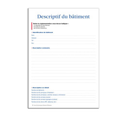 Carnet d'entretien pour bâtiment d'habitation, descriptif du batiment