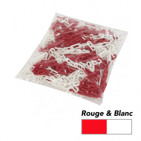 Chaîne Plastique Rouge Blanc 15m - Chaîne De Signalisation 6mm Pour Parking, Chantier, Contrôle Foule