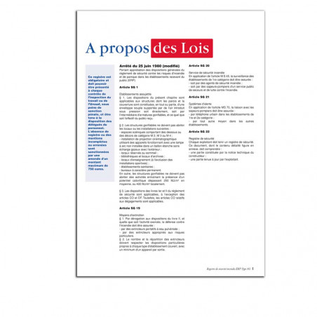 Registre De Sécurité Incendie Pour ERP Type N - Modèle P037 - Conforme à La Réglementation, 40 Pages