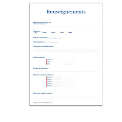 Registre de sécurité incendie pour ERP Type OA renseignements