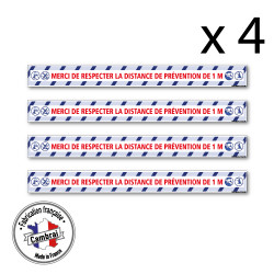 SIGNALISATION DE SOL COVID 19 - LOT DE 4 SIGNALISATION AU SOL ADHESIVES CORONAVIRUS - MERCI DE RESPECTER UNE DISTANCE DE PREVENT