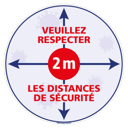 BANDE SOL COVID 19 CORONAVIRUS - VEUILLEZ RESPECTER LES DISTANCES DE SECURITE DE 2M (O0170)