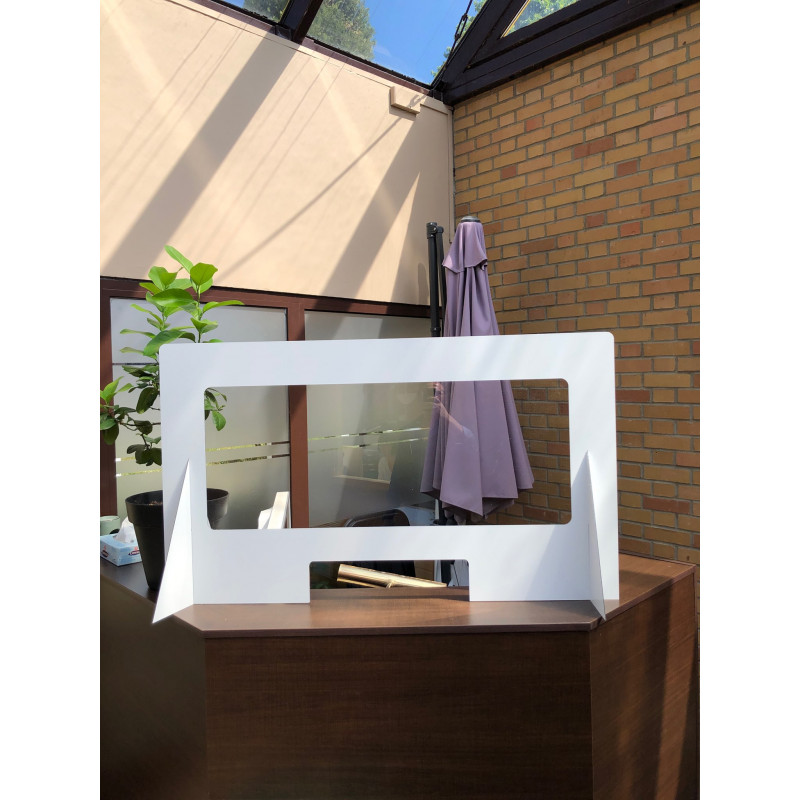 VITRE DE PROTECTION COVID EN ALUMINIUM BROSSE ET PLEXIGLAS CORONAVIRUS - VITRE DE PROTECTION COMPTOIR - DIMENSIONS 120 X 90 CM ( VITRE DE PROTECTION COVID EN ALUMINIUM BROSSE ET PLEXIGLAS CORONAVIRUS - VITRE DE PROTECTION COMPTOIR - DIMENSIONS 120 X 90 CM (