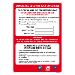 Panneau CONSIGNES SECURITE GAZ CUISINE (A0622)