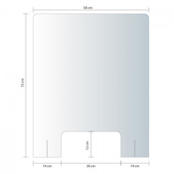 KIT DE PROTECTION COMPLET AVEC VITRE EN PLEXIGLASS + 2 ADHESIF AU SOL DE MESURE DE DISTANCES DE SECURITE + 1 ADHESIF DE VITRINE 