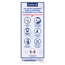 ROLL UP DE SIGNALISATION SPECIAL CORONAVIRUS - LES GESTES BARRIERES -  DISTANCES DE SECURITE DE 1M - DIMENSIONS 800