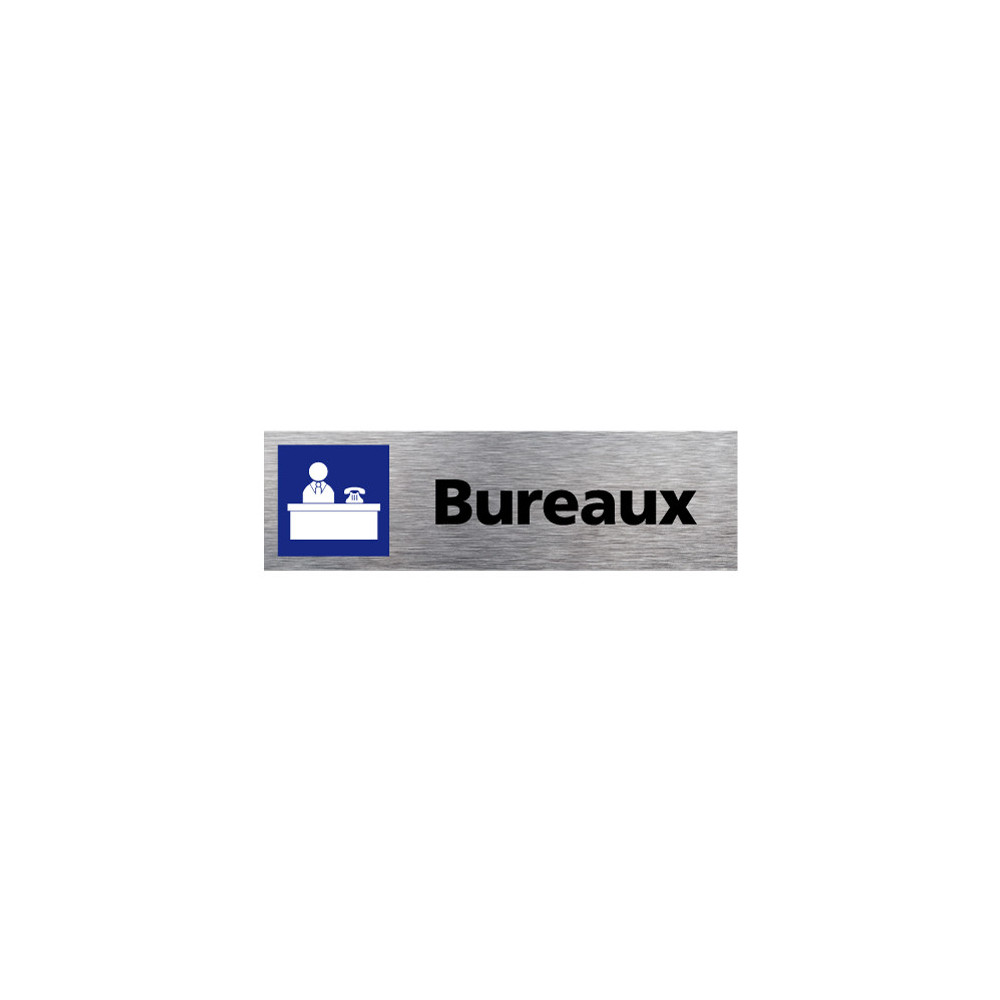 Plaque de porte Aluminium brossé imprimé AluSign - 200x50 mm - Frappez