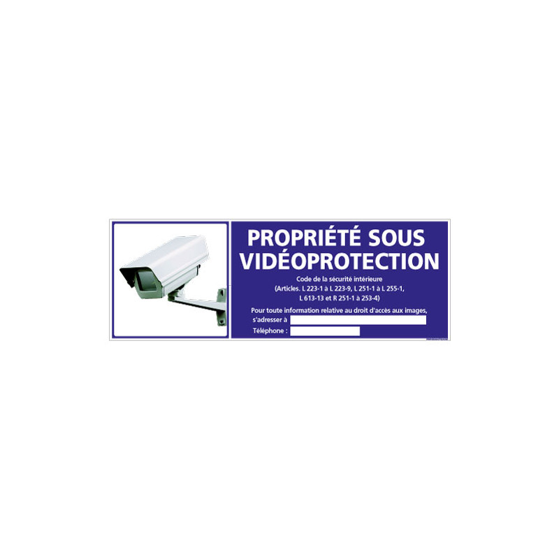 Panneau PROPRIETE SOUS VIDEOPROTECTION (G0854-LOI-B-NEW)