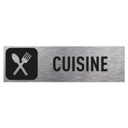 Pictogramme CUISINE (Q0202). Signalisation Porte - 170 X 50 mm - Autocollant  souple ou plaque alu brossé 2mm.