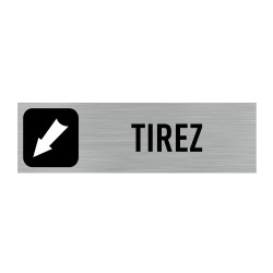 Lot de 2 plaques de porte Poussez/Tirez (Q0436). 2x Plaques en alu brossé ou 2x Autocollants souples, au choix. Flèches directio
