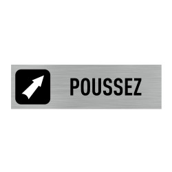 Lot de 2 plaques de porte Poussez/Tirez (Q0436). 2x Plaques en alu brossé ou 2x Autocollants souples, au choix. Flèches directio