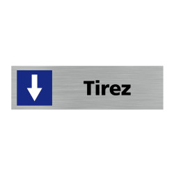 Lot de 2 plaques de porte Poussez/Tirez (Q0438). 2x Plaques en alu brossé ou 2x Autocollants souples, au choix. Flèches directio