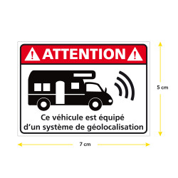 adhésif camping-car équipé d'un système de géolocalisation 7x5 cm