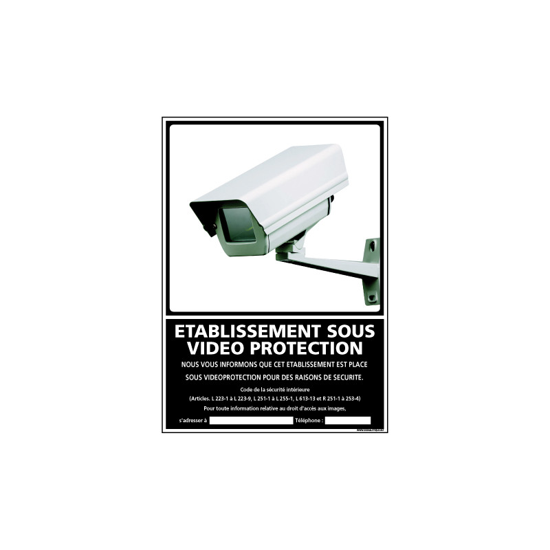 PANNEAU ETABLISSEMENT SOUS VIDEO PROTECTION (G1223)
