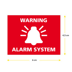 adhésif warning alarm system rouge 6x4,5 cm