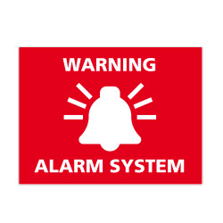 adhésif warning alarm system rouge