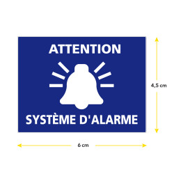 Adhésif attention système d'alarme Bleu 6x4,5cm