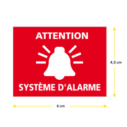 adhésif attention système d'alarme 6x4,5cm