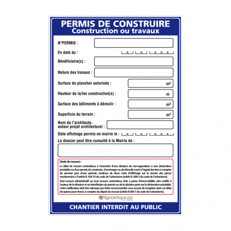 Panneau Permis De Construire Point P
