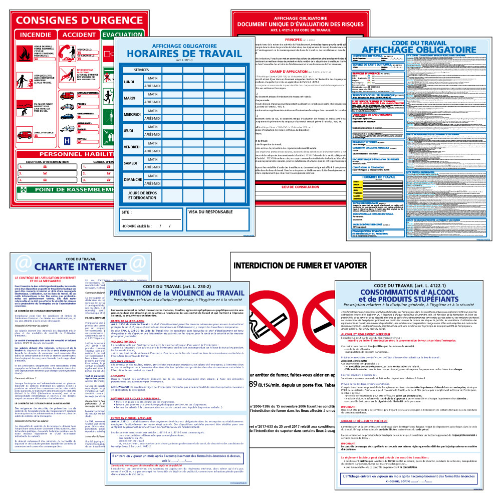 Panneaux Affichage obligatoire en entreprise