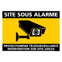 1 panneau surveillance camera + 1 etiquette attention alarme + 1 etiquette espace  sous surveillance