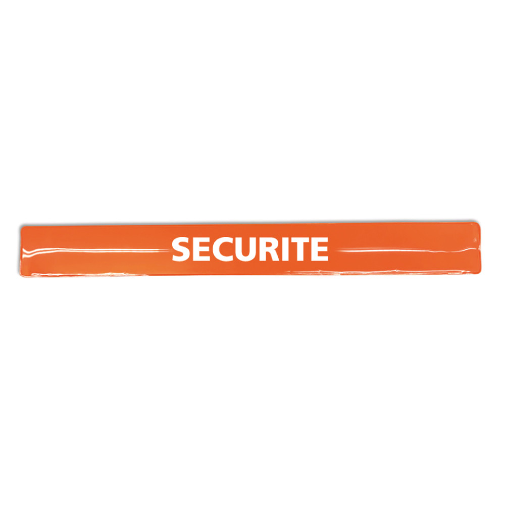 BRASSARD CLAP ORANGE TEXTE SECURITE EN LETTRAGE BLANC (WSWSECU_BL)