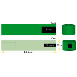 Brassard de signalisation vert S.S.T. scratch dimensions