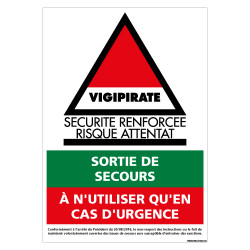 PANNEAU VIGIPIRATE SECURITE RENFORCEE RISQUE D'ATTENTAT (VIGIPIRATE12)