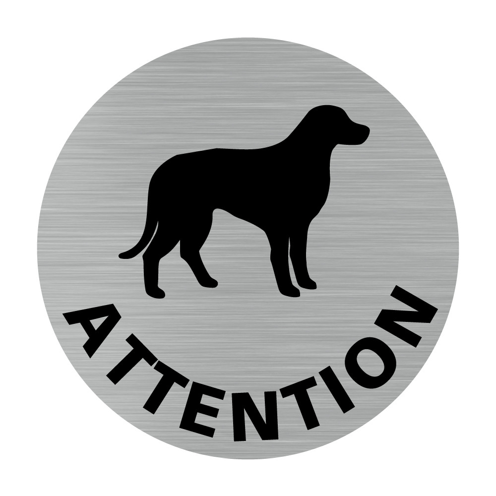 Plaque de porte Attention au Chien Alu brossé - Sticker ou plaque alu  adhésive