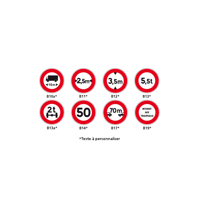 Panneaux Signaux d'interdiction - Type B