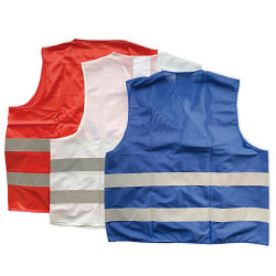 Gilet de sécurité bleu, blanc, rouge, dos