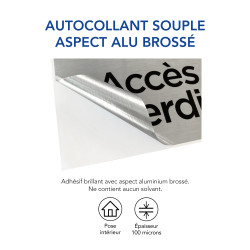 Plaque de porte Toilettes Mixtes Diamètre 83 mm Adhésif Autocollant Sticker aspect Aluminium Brossé 