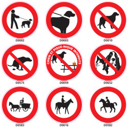 Sticker panneau de signalisation interdiction Chien Interdit