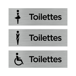 Plaque murale rectangulaire avec signalétique Toilettes Femmes, Hommes, Handicapés